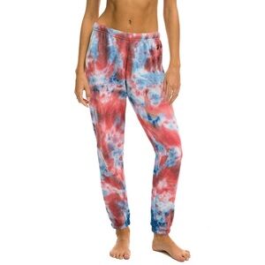 Aviator Nation HAND DYED SWEATPANTS - TIE DYE RED sz S retails $148 063-B